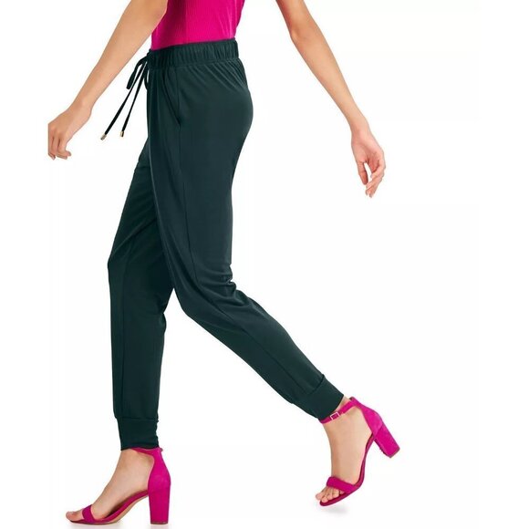 INC International Concepts Womens Size XS High-Waist Dressy Joggers Green $59 - Picture 2 of 9